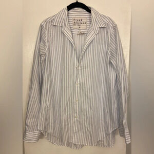 Frank & Eileen White and Blue Striped Button Down Shirt